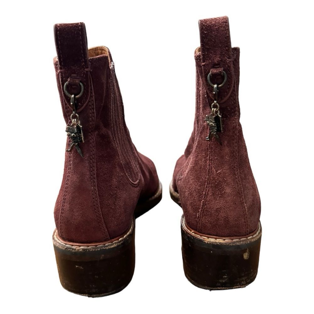 Coach Bowery Chelsea Boot Maroon Glitter Suede Western Leather Women’s Size 9.5 - Picture 5 of 13